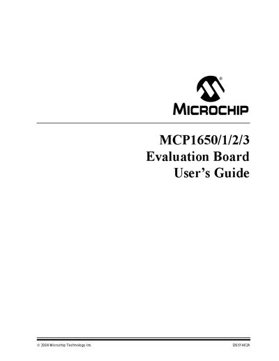 Microchip MCP1650/1/2/3 Evaluation Board User Guide - cover page