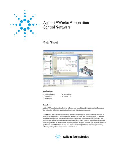 Agilent VWorks Automation Control Software Data Sheet - cover page