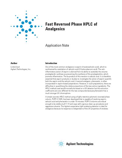 Agilent Fast Reversed Phase HPLC of Analgesics Application Note - cover page