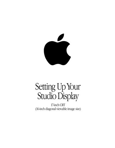 apple Setting Up Your Studio Display 17-inch CRT (16-inch diagonal viewable image size) USER'S MANUAL - cover page