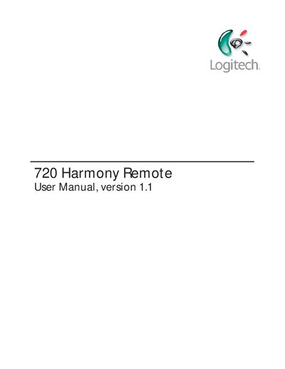 Logitech Harmony 720 Remote User Manual - cover page