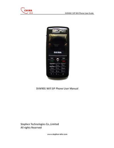 Stephen Technologies SVW901 SIP WiFi Phone User Guide - cover page