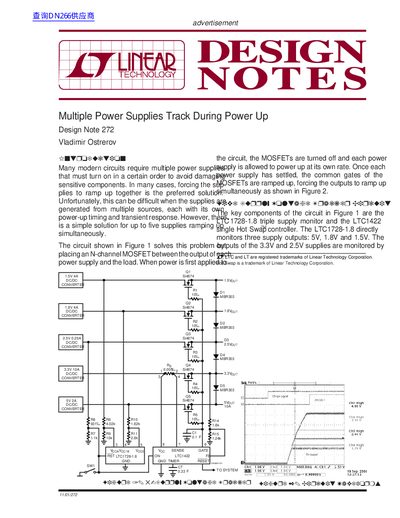 Linear Technology Corporation Design Note 272 Multiple Power Supplies Track During Power Up - cover page