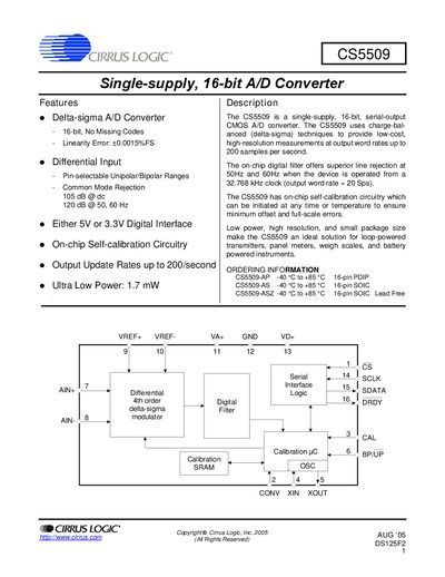 Cirrus Logic CS5509 Datasheet