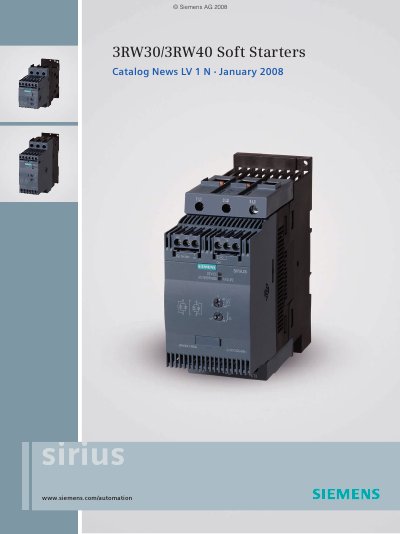 Siemens 3RW30/3RW40 Soft Starters Catalog - cover page