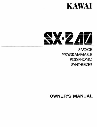 KAWAI SX-240 Owner's Manual - cover page