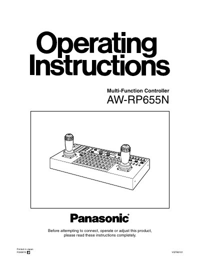 Panasonic AW-RP655N Multi-Function Controller User Manual - cover page