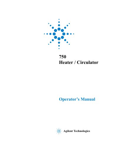 Agilent Technologies 750 Heater / Circulator Operator's Manual - cover page