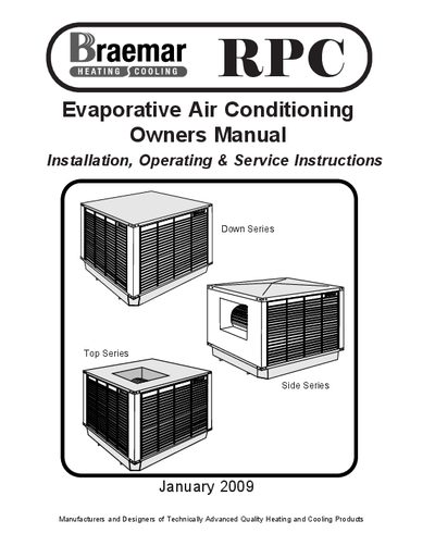 Braemar Down Series Evaporative Air Conditioning Owner's Manual - cover page