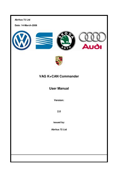 VAG K+CAN Commander 5.X User Manual - cover page