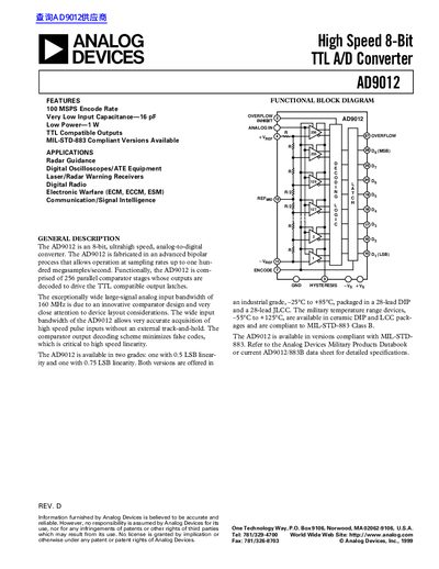 ANALOG DEVICES AD9012 handbook(1) - cover page
