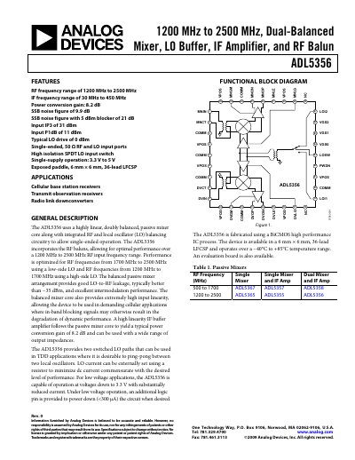 Analog Devices ADL5356 Datasheet - cover page