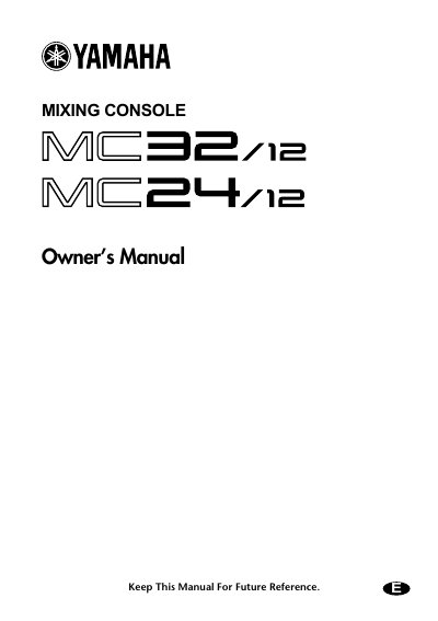 Yamaha MC32/12 MC24/12 Mixing Console Owner's Manual