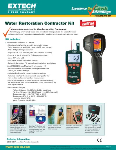 EXTECH M0290 Water Restoration Contractor Kit Product Datasheet - cover page