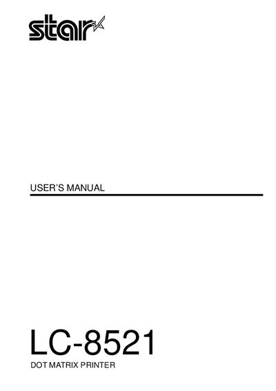 Star LC-8521 Dot Matrix Printer User Manual - cover page