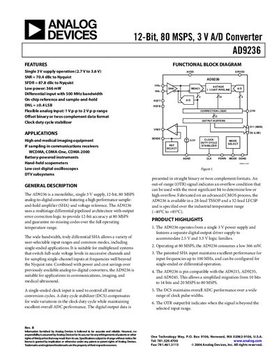 Analog Devices AD9236 Datasheet