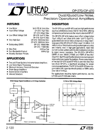 Linear Technology OP-270/OP-470 Datasheet - cover page