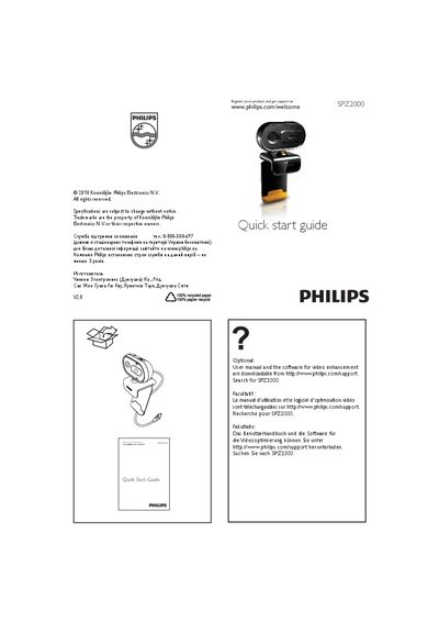 Philips SPZ2000 Security Camera Quick Start Guide - cover page
