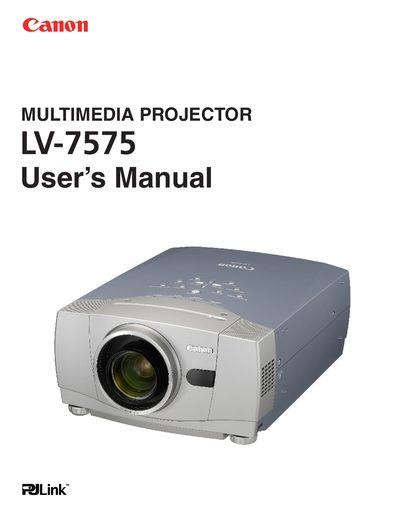 Canon LV-7575 Multimedia Projector User's Manual - cover page