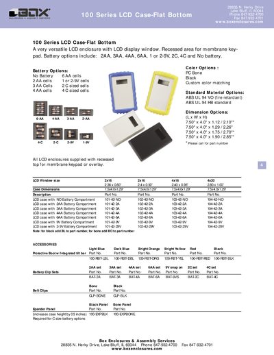 Box Enclosures 100 Series LCD Case-Flat Bottom Handbook - cover page
