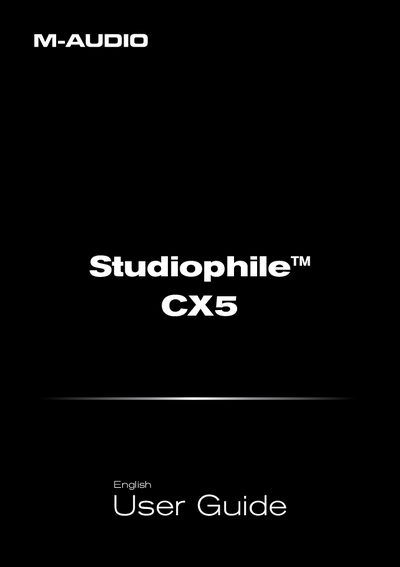 M-Audio Studiophile CX5 User Guide - cover page