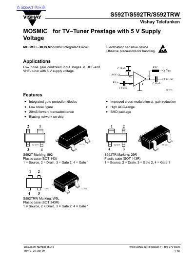 Vishay S592T/S592TR/S592TRW MOSMIC Datasheet - cover page