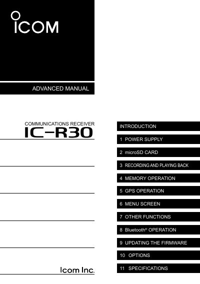 ICOM iR30 user manual - cover page