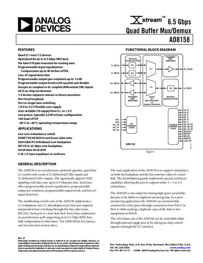 Analog Devices AD8158 Datasheet - cover page