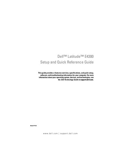 Dell Latitude E4300 Setup Quick Reference Guide - cover page