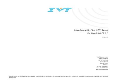 IVT BlueSoleil CE 3.0 Inter-Operability Test Result