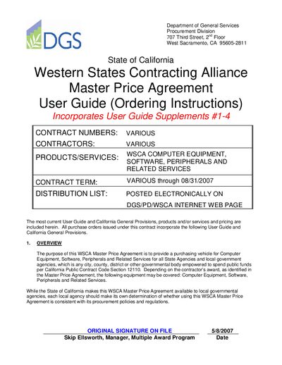 Western States Contracting Alliance Master Price Agreement User Guide - cover page