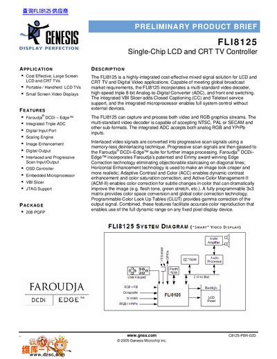Genesis Microchip FLI8125 LCD/CRT TV Controller Datasheet - cover page