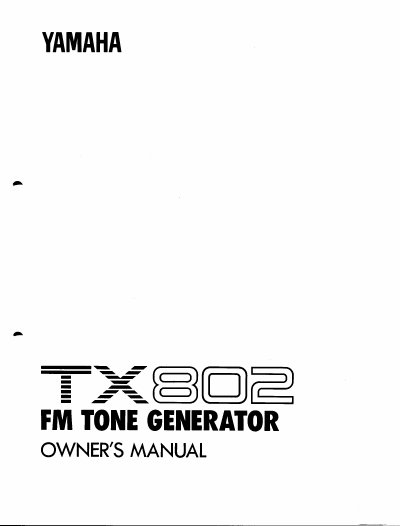 Yamaha TX802 FM Tone Generator Owner's Manual - cover page