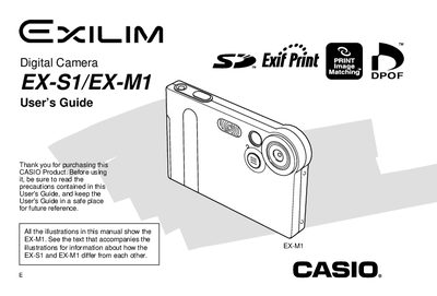 Casio EX-S1/EX-M1 Digital Camera User's Guide - cover page