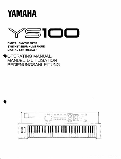 Yamaha YS100 Digital Synthesizer Operating Manual - cover page