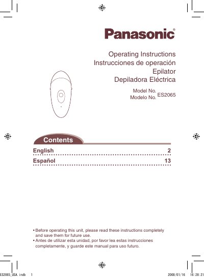 Panasonic ES2065-MUL Manual - cover page