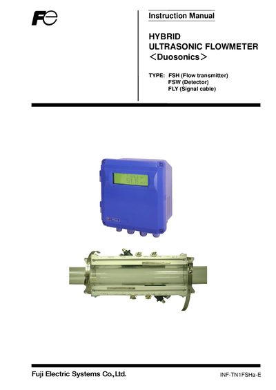 Fuji Electric FSH/FSW/FLY Ultrasonic Flowmeter Instruction Manual - cover page