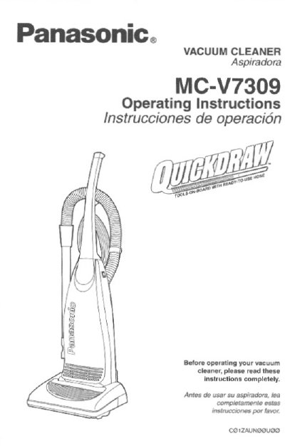 Panasonic MC-V7309 Vacuum Cleaner Operating Instructions - cover page