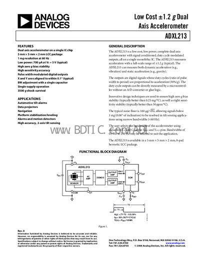 Analog Devices ADXL213 Handbook - cover page