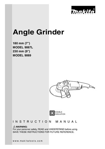 Makita 9067L/9069 Angle Grinder Instruction Manual - cover page