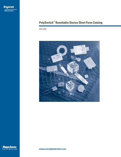 Raychem PolySwitch Short Form Catalog - cover page