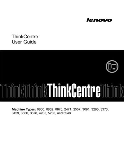 Lenovo ThinkCentre 0800-5248 User Manual - cover page