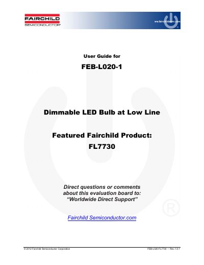 FAIRCHILD User Guide for FEB_L20-1 Dimmable LED Bulb at Low Line Using FL7730