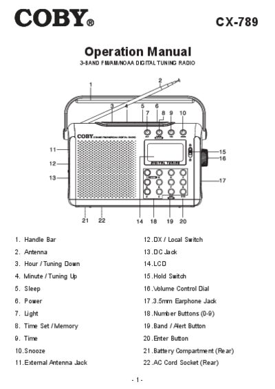 COBY CX-789 Operation Manual