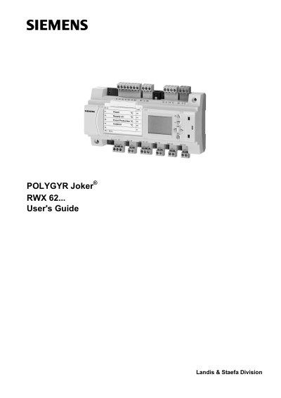 Siemens POLYGYR Joker RWX62 User's Guide - cover page