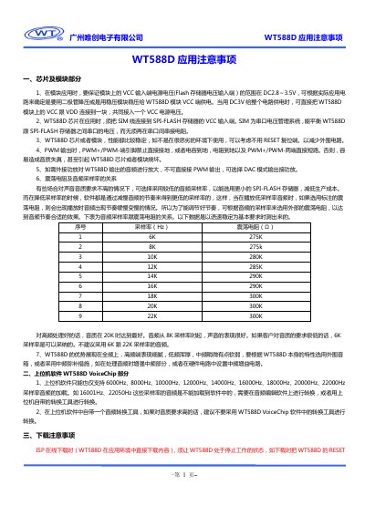 Weichuang Electronics WT588D Application Note - cover page