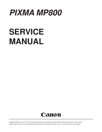 Canon PIXMA MP800 Service Manual - cover page