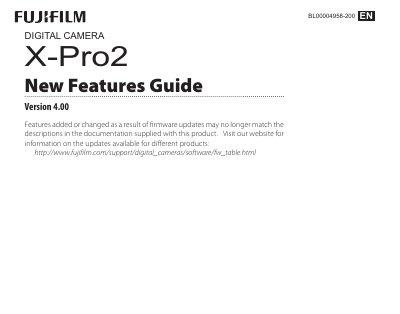 Fujifilm X-Pro2 New Features Guide - cover page