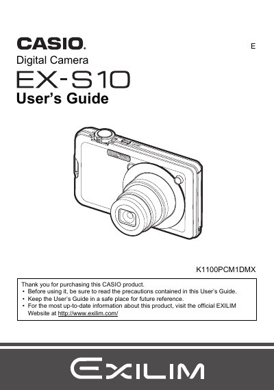 Casio EX-S10 Digital Camera User's Guide - cover page