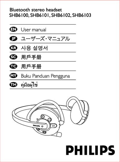 Philips SHB6100 Bluetooth Stereo Headset User Manual - cover page